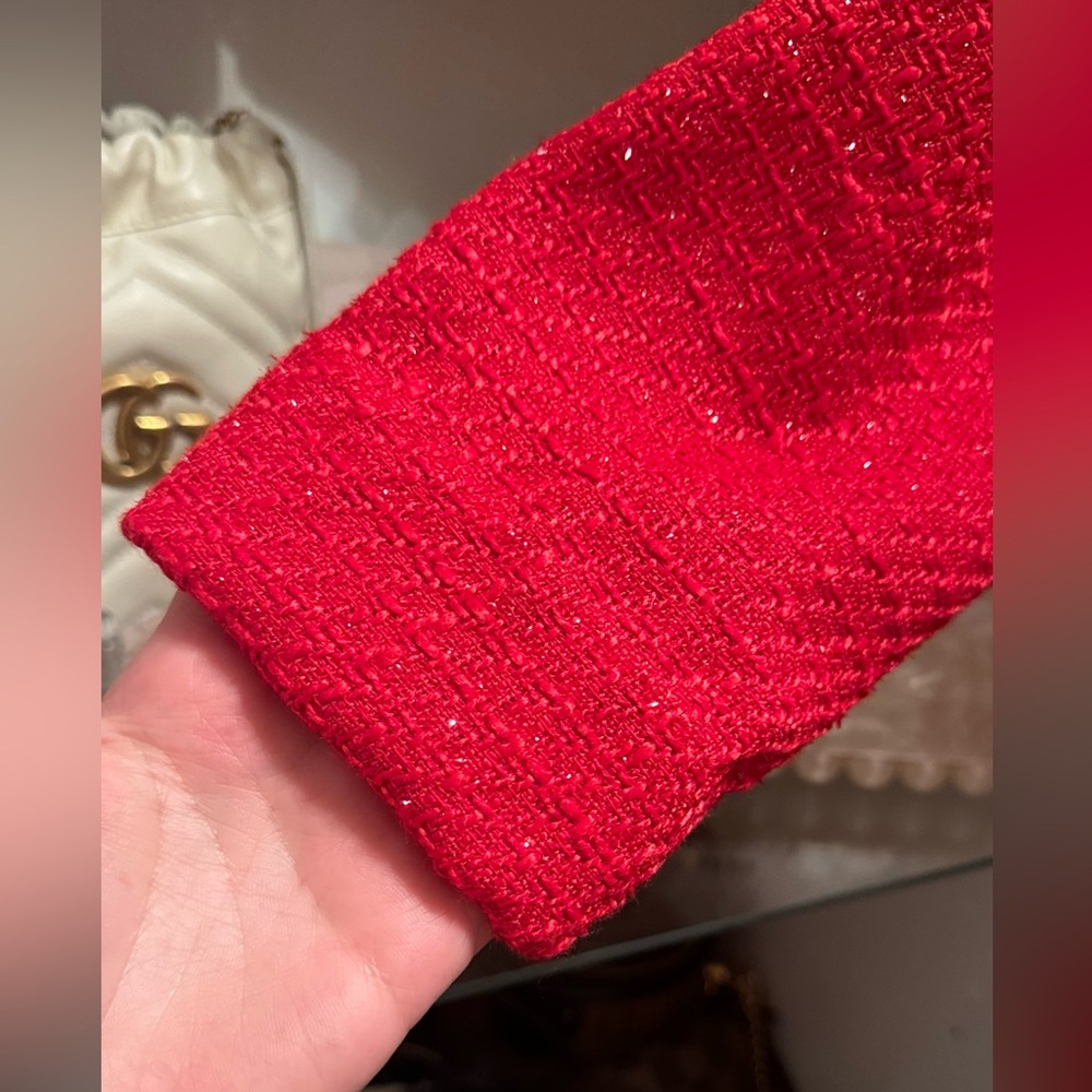 Shein Red Tweed Dress with Gold Buttons - Picture 7 of 11